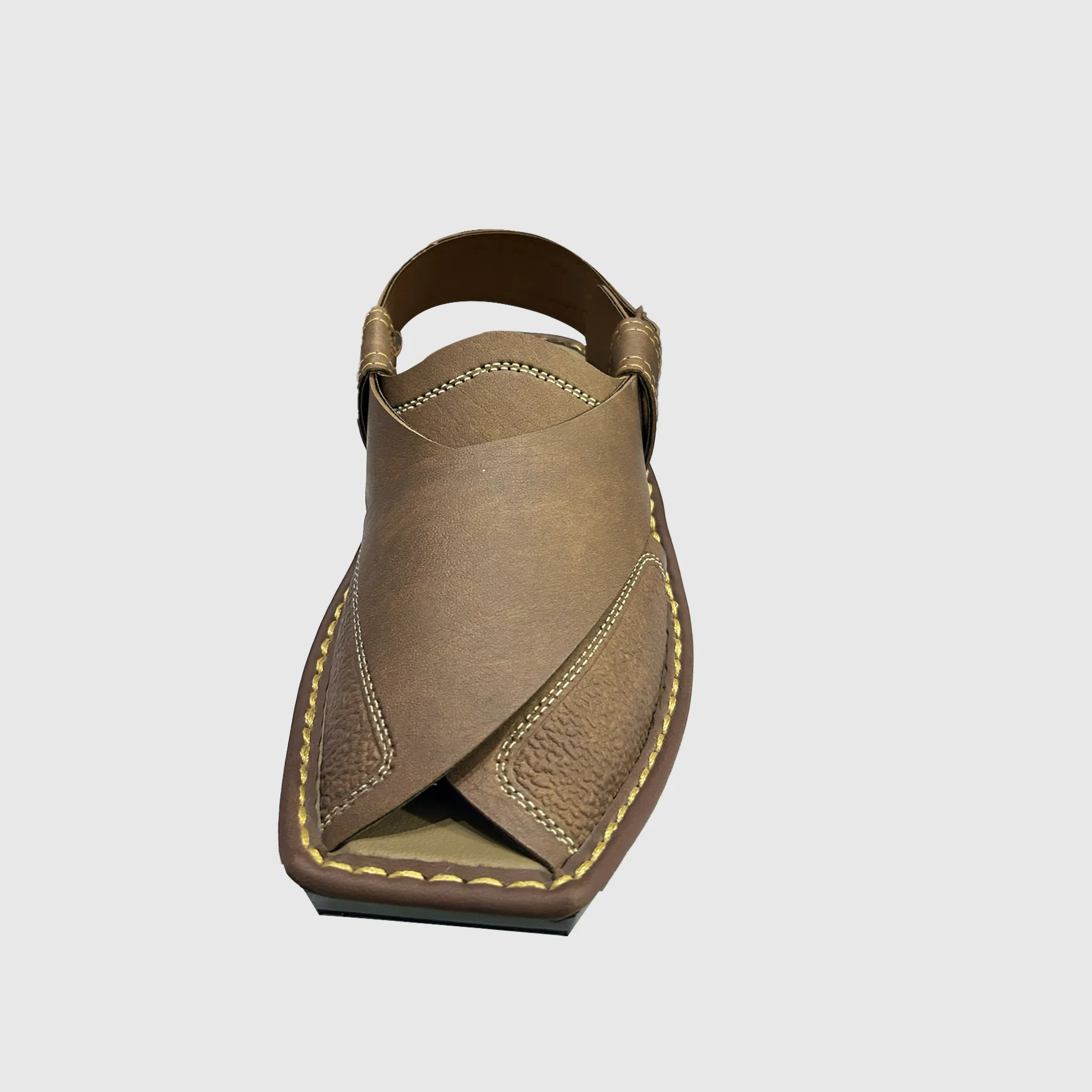Matte Brown Peshawari Chappal Front view