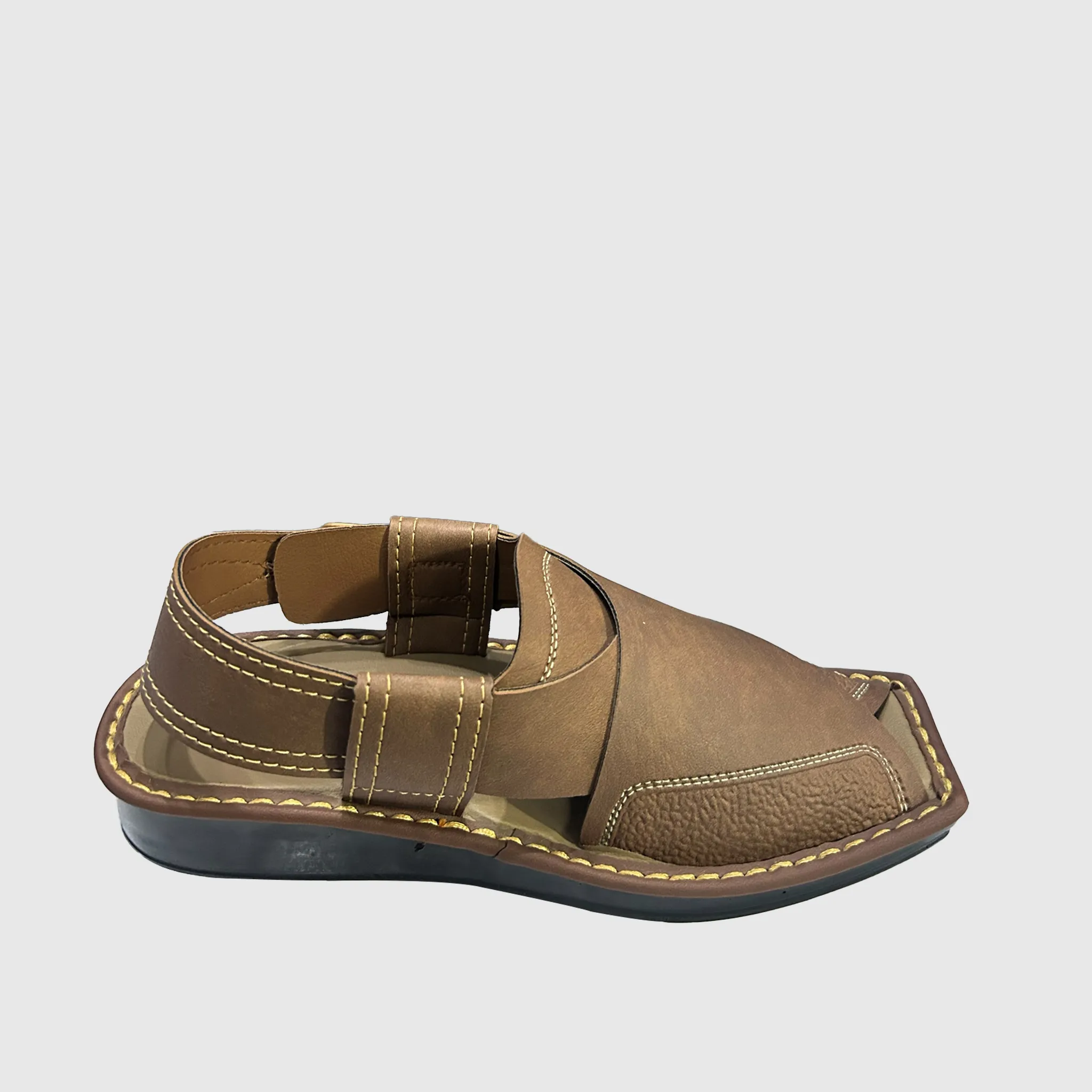 Matte Brown Peshawari Chappal Left view