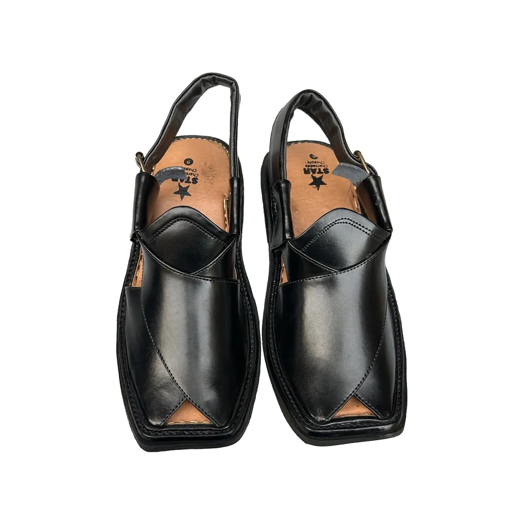Handmade peshawari chappal black colour Kaptaan edition.