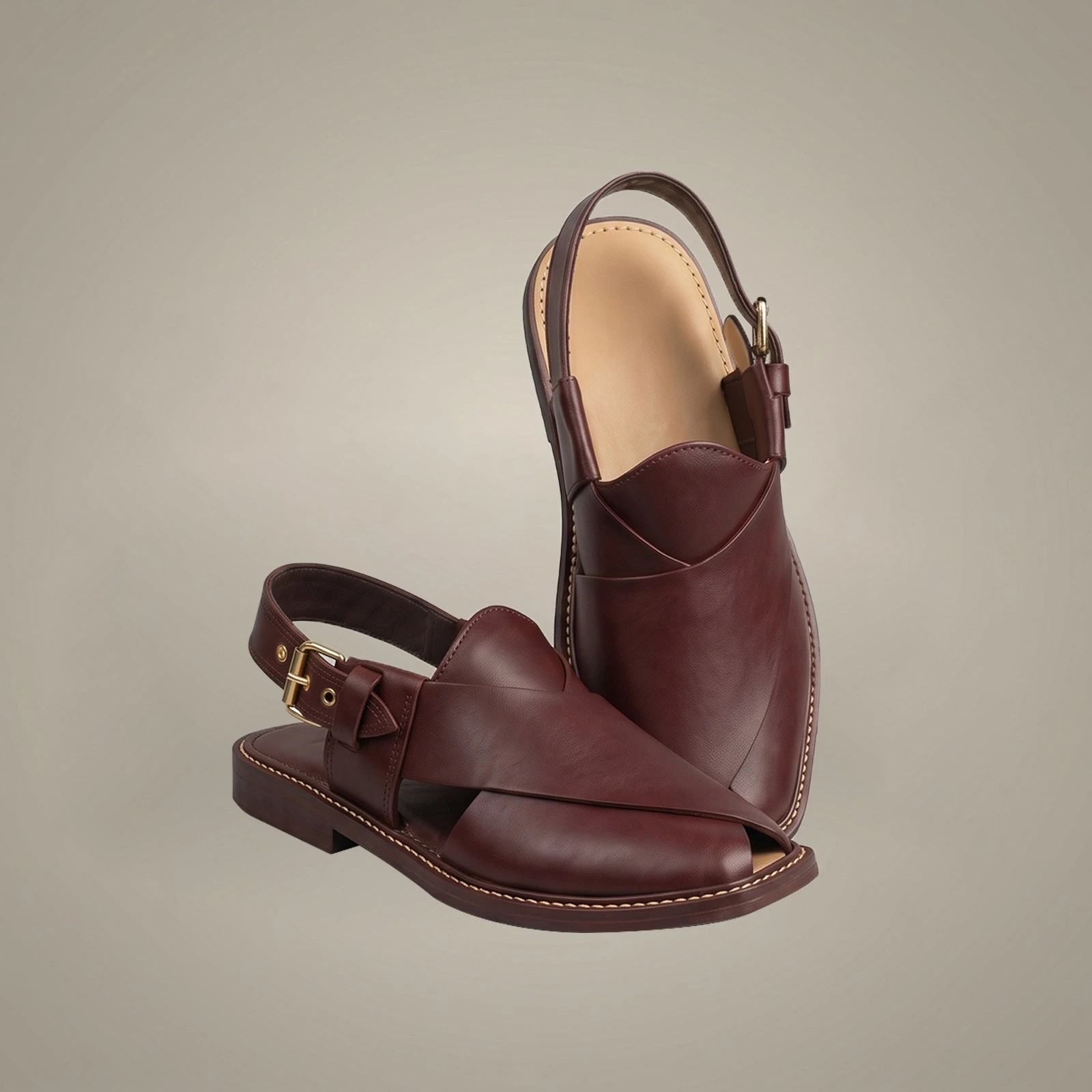Peshawari Chappal Red Brown