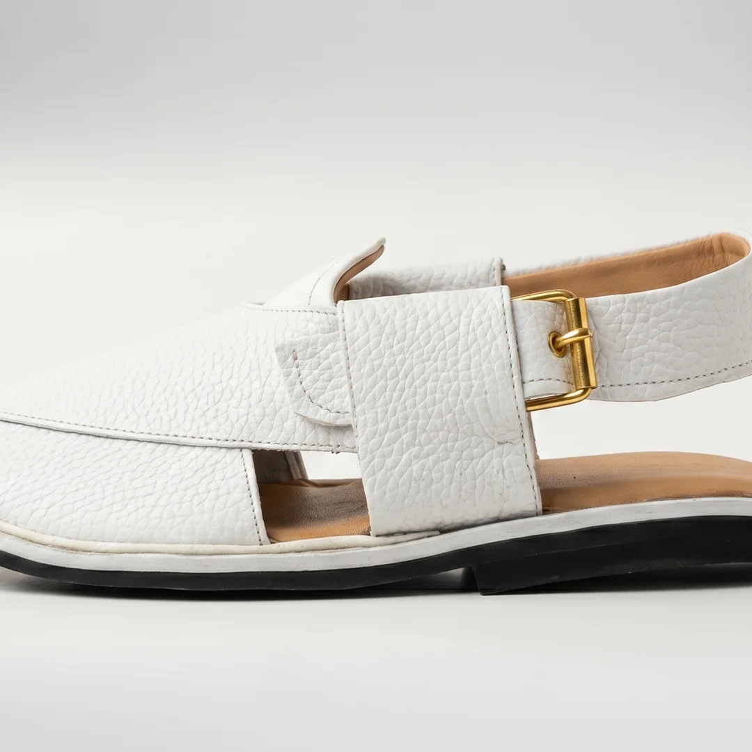 White Peshawari Chappal in Pakistan