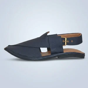 Navy blue dotted textured Zalmi Peshawari chappal handmade traditional leather kheri